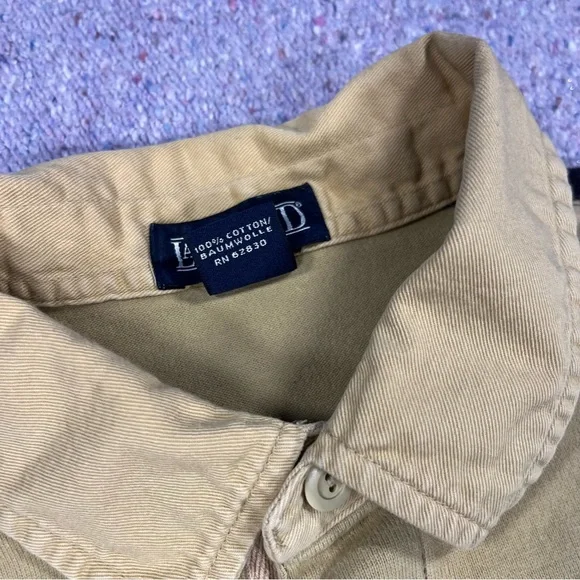 Land's End Navy Tan Striped Rugby Shirt Size Large - Picture 6 of 11